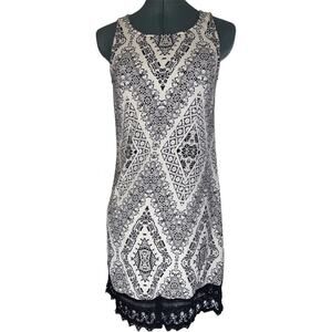 Maurices mini slip dress Crochet hem black & cream sleeveless Women's size XS